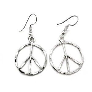 Silver Plated Earrings - Smaller Size Peace Sign